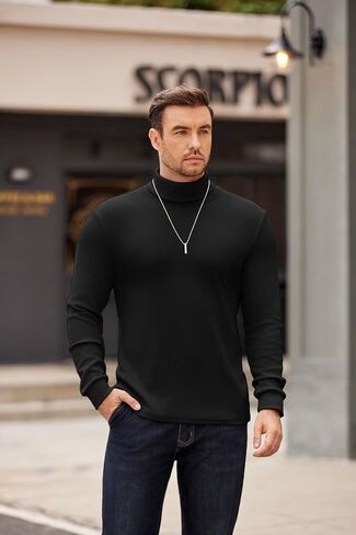 COOFANDY Men's Turtleneck Sweater Long Sleeve Casual Ribbed Knitted High Neck Pullover Sweaters in Kuwait