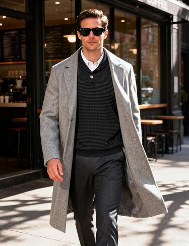 Men's Shawl Collar Sweaters Long Sleeve Button Turtleneck Sweater Textured Waffle Pullover in Saudi Arabia