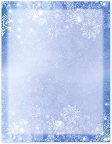 AnyDesign 60 Sheets Winter Stationery Letterhead Paper Single-Sided Print Christmas Gold Snowflake Letter Writing Paper for Notes Greeting Cards Invitation Office Printing, 8.5 x 11 Inch in Saudi Arabia