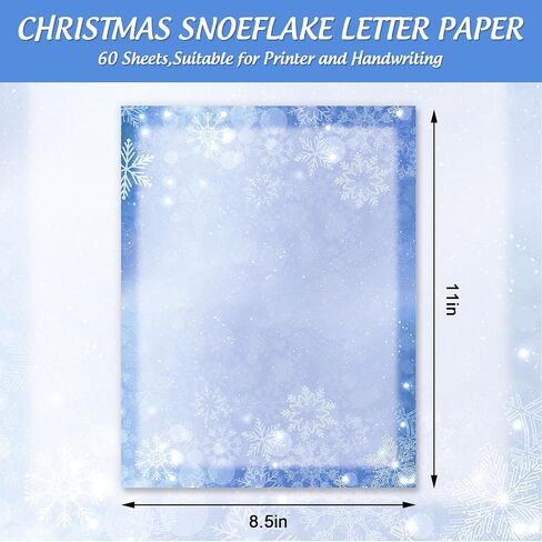 AnyDesign 60 Sheets Winter Stationery Letterhead Paper Single-Sided Print Christmas Gold Snowflake Letter Writing Paper for Notes Greeting Cards Invitation Office Printing, 8.5 x 11 Inch in Saudi Arabia