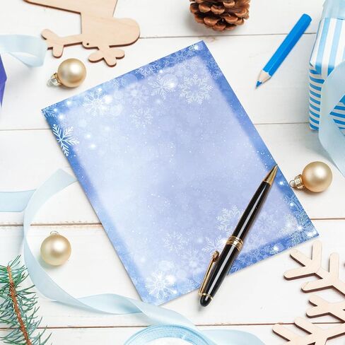 AnyDesign 60 Sheets Winter Stationery Letterhead Paper Single-Sided Print Christmas Gold Snowflake Letter Writing Paper for Notes Greeting Cards Invitation Office Printing, 8.5 x 11 Inch in Saudi Arabia