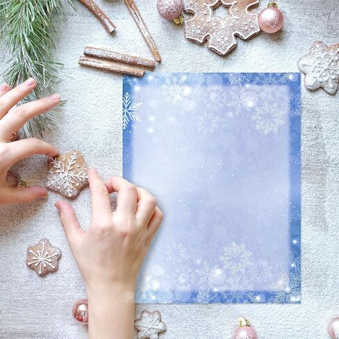 AnyDesign 60 Sheets Winter Stationery Letterhead Paper Single-Sided Print Christmas Gold Snowflake Letter Writing Paper for Notes Greeting Cards Invitation Office Printing, 8.5 x 11 Inch in Saudi Arabia