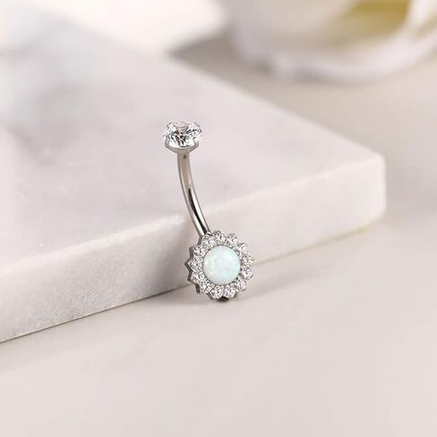 G23 Titanium Belly Button Rings, 8/10/12/14mm Belly Rings,14G Belly Button Rings, Navel Piercing Jewelry With Round Cubic Zirconia, Internally Threaded, Nickel-Free in Saudi Arabia