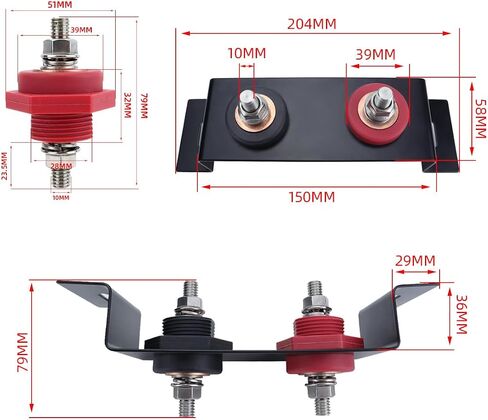 Battery Jump Post Kit, M10 250A Battery Terminals Relocation Kit Quick & Easy Charging Water Resistant Compatible with Can Am UTV ATV Car Trucks RV Tractor Boat (Stainless Steel Studs) in Saudi Arabia