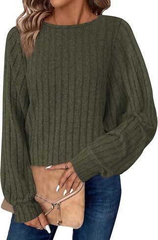 Womens Batwing Long Sleeve Shirts Lightweight Sweaters Work Tunic Tops Dressy Casual Loose Fit Fall Clothes 2025 in Kuwait