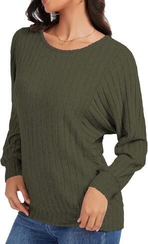 Womens Batwing Long Sleeve Shirts Lightweight Sweaters Work Tunic Tops Dressy Casual Loose Fit Fall Clothes 2025 in Kuwait