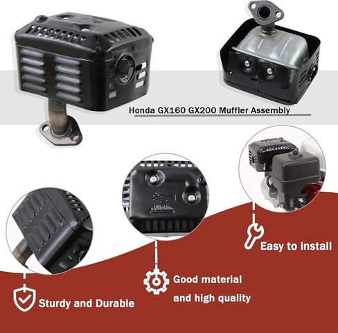 مجموعة عادم كاتم الصوت متوافقة مع هوندا GX160 GX200 GX140 كاتم الصوت العادم 18310-ZF1-000 5.5HP 6.5HP محرك المحرك in Kuwait