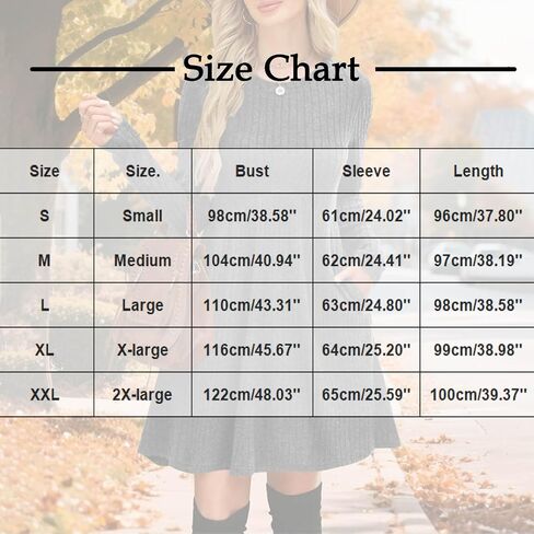 Fall Dresses for Women Long Sleeve Sweater Dress Casual Ribbed Knit Crewneck Dresses Loose Fit Knee Length Dress in Saudi Arabia