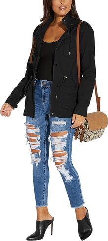 jtnfairy السترات غير الرسمية للنساء 2025 Long Sleeve Zipper Classic Outwear Bomber Coats Up مع جيوب in Kuwait