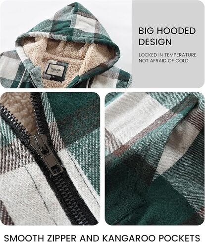 Shawnda Women's Flannel Casual Plaid Full zip up Sherpa sherpa cined Hoodie Coath مع جيوب in Kuwait