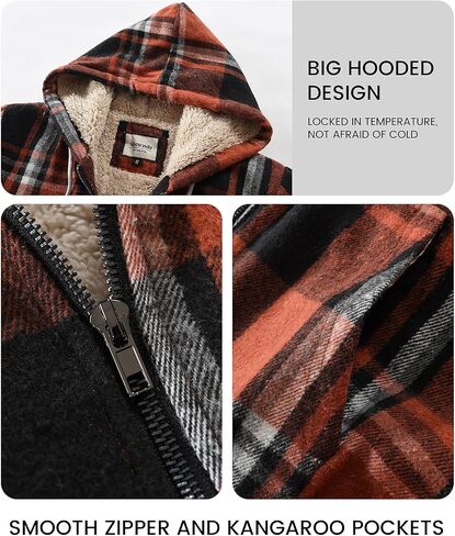 Shawnda Women's Flannel Casual Plaid Full zip up Sherpa sherpa cined Hoodie Coath مع جيوب in Saudi Arabia