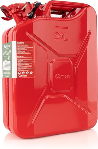 Wavian 5.3 غالون 20 لتر وقود الكربوهيدرات الأصيلة Jerry Can w/spout ، وافيان الولايات المتحدة الأمريكية Can Nato Jerry Can و Spout System - علب الغاز الأحمر ، الأحمر ، 5 جالون للبنزين ، حزمة 2 من 2 in Kuwait