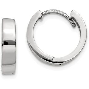 14k White Gold Hinged Hoop Huggie Earrings (10mm x 3mm) in Kuwait