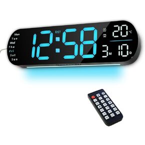 13.7" Digital Wall Clock Large Display with Remote Control, LED Digital Wall Clock with RGB Color Changing, Alarm Temperature DST, Auto Brightness Big Clock for Living Room, Classroom Gym Office Decor in Kuwait