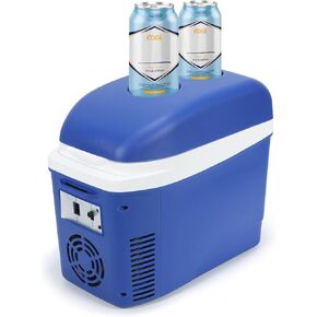 Iceblue 7L/9Can Blue Mini Fridge for Bedroom, 12V Car Charger & AC Plug Dual-use Small Refrigerator, Portable & Compact Electric Cooler for Dorm, Picnic, Travel in Kuwait