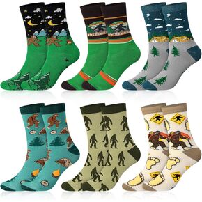 Haysandy 6 Pairs Sasquatch Lover Socks Novelty Crew Socks Gifts for Women Men Ideas Family Friends Funny Hide and Seek Christmas Xmas Stuff Gifts in Kuwait