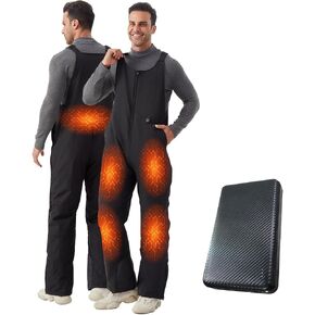 Quolia Men's Heated Working Overalls, Winter Waterproof Insulated Ski Bibs, Electric Thermal Snow Pants with Battery Pack in Saudi Arabia