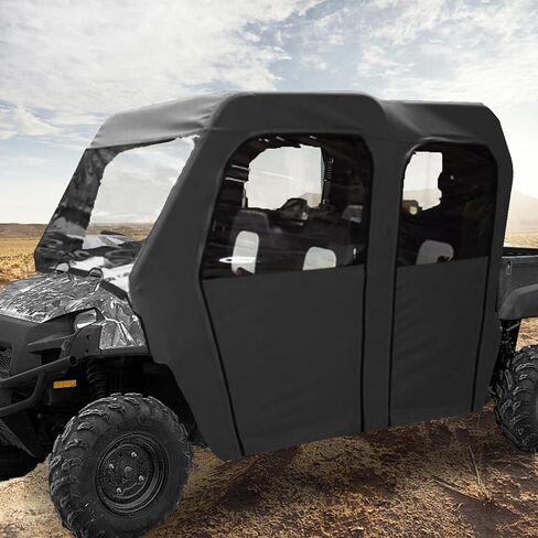 باب ناعم متوافق مع 2010-2014 Polaris Ranger XP800 Fullsize Crew Models بلاستيك الكابينة الكاملة سحاب سحاب أسود واضحة in Saudi Arabia