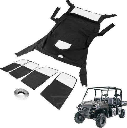 باب ناعم متوافق مع 2010-2014 Polaris Ranger XP800 Fullsize Crew Models بلاستيك الكابينة الكاملة سحاب سحاب أسود واضحة in Saudi Arabia