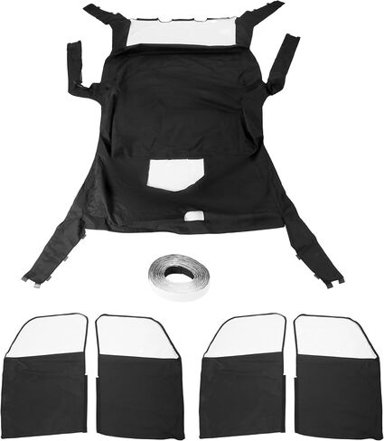 باب ناعم متوافق مع 2010-2014 Polaris Ranger XP800 Fullsize Crew Models بلاستيك الكابينة الكاملة سحاب سحاب أسود واضحة in Saudi Arabia