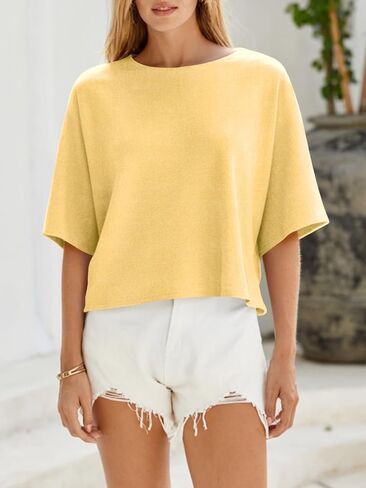 Cicy Bell Womens Half Sleeve Sweaters Oversized Boat Neck Knitted Pullover Sweater Trendy Casual Loose Fit Fall Tops in Kuwait