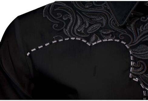 KISSQIQI Mens Western Cowboy Shirt Casual Button Down Long Sleeve Embroidered Shirts Fashion Slim Fit Design Shirts in Saudi Arabia