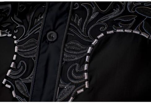 KISSQIQI Mens Western Cowboy Shirt Casual Button Down Long Sleeve Embroidered Shirts Fashion Slim Fit Design Shirts in Saudi Arabia