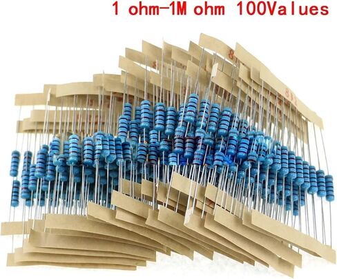 1000pcs/lot 100values ​​* 10pcs 5 ٪ 1W Pack Pack Pack Stet Metal Film Researtor DIY مجموعة متنوعة 1 أوم ~ 1M أوم عينات 1R-1M أوم in Saudi Arabia