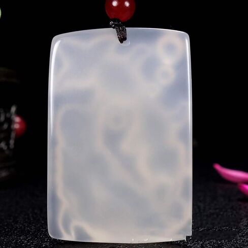 Natural White Chalcedony Lotus Leaf Goldfish Carved Pendant Necklace in Saudi Arabia