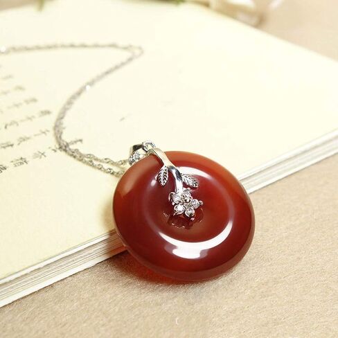 Natural Ice Chalcedony 925 Silver Peaceful Buckle Pendant Necklace in Saudi Arabia