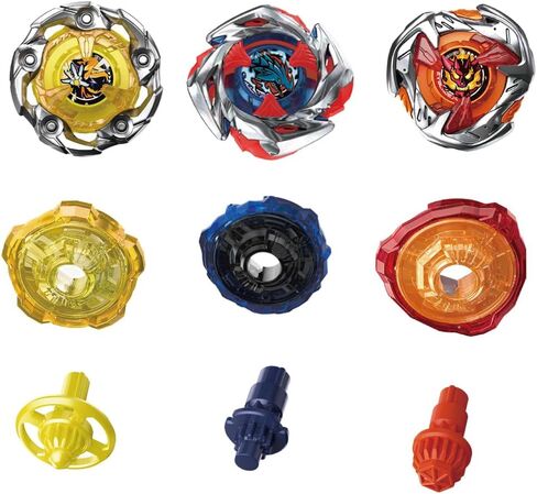 مجموعة BX Bey Battling Spinning Top Set، ألعاب BX Gyro Gaming، BX Burst Tops، BX Launchers Grip Starter، لعبة القتال القتالية، مقبض BX، هدية رائعة للأولاد (A: 12 Gyro Tops) in Kuwait