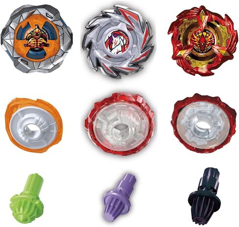 مجموعة BX Bey Battling Spinning Top Set، ألعاب BX Gyro Gaming، BX Burst Tops، BX Launchers Grip Starter، لعبة القتال القتالية، مقبض BX، هدية رائعة للأولاد (A: 12 Gyro Tops) in Kuwait
