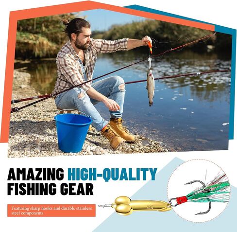 4 Pcs Bass Fishing Lures with Trebles Hooks Topwater Fishing Gear Fishing Gifts for Men Fishing Tackle Fishing Equipment Trout Fishing Lures Fishing Spoons for Freshwater and Saltwater in Saudi Arabia