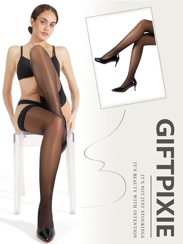 Silk Thigh High Stockings for Women, Shiny Reinforced Lace Top Tights with Anti-Slip Silicone, Sexy Sheer Lingerie in Saudi Arabia