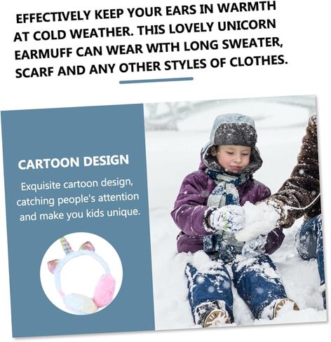 Gatuida Cute Plush Unicorn Earmuffs for Boys and Girls Winter Warm Ear Cover Cartoon Design in Saudi Arabia