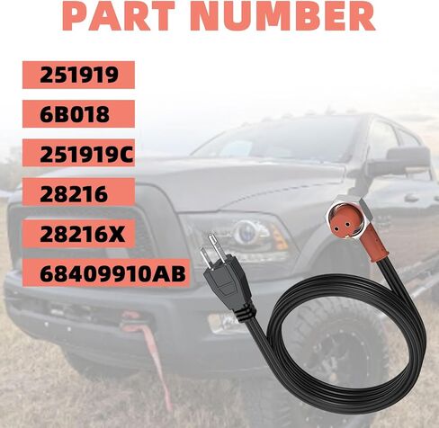 251919 سلك سخان كتلة المحرك - سلك بديل 120 فولت للخدمة الشاقة لفورد 6.0 6.4 6.7 7.3L Powerstroke & Dodge RAM 5.9 6.7L Cummins Diesel Trucks | 6 قدم متين ABS/المكونات المعدنية in Saudi Arabia