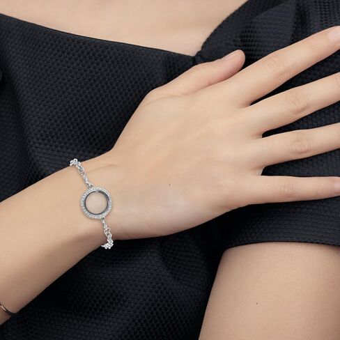 2pcs Memory Locket Bracelet Rhinestone Floating Locket Bracelet Stainless Steel Circle Bracelets women picture frame photo frame pendant in Saudi Arabia