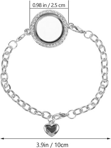 2pcs Memory Locket Bracelet Rhinestone Floating Locket Bracelet Stainless Steel Circle Bracelets women picture frame photo frame pendant in Saudi Arabia