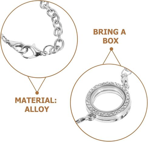 2pcs Memory Locket Bracelet Rhinestone Floating Locket Bracelet Stainless Steel Circle Bracelets women picture frame photo frame pendant in Saudi Arabia