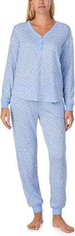 kate spade new york Women's 2-Piece Long Sleeve Henley Top & Jogger Pant Pajama Set, Brushed Cozy Soft Jersey, Ribbed Cuffs in Saudi Arabia