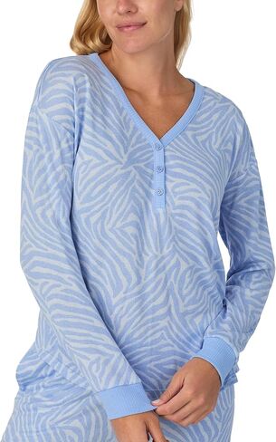 kate spade new york Women's 2-Piece Long Sleeve Henley Top & Jogger Pant Pajama Set, Brushed Cozy Soft Jersey, Ribbed Cuffs in Saudi Arabia