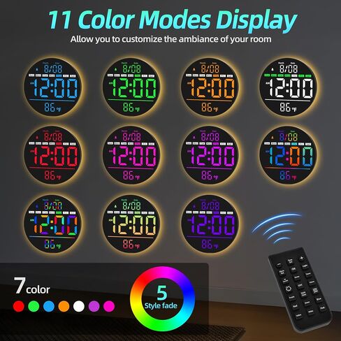 8 بوصة على مدار الساعة الدائرية الحائط ، شاشة RGB اللون ، ديست تلقائي ، درجة الحرارة ، المنبه لغرفة المعيشة ، غرفة نوم ، مكتب ، فصل دراسي ، مؤقت للعد التنازلي الصالة الرياضية in Kuwait