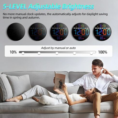 8 بوصة على مدار الساعة الدائرية الحائط ، شاشة RGB اللون ، ديست تلقائي ، درجة الحرارة ، المنبه لغرفة المعيشة ، غرفة نوم ، مكتب ، فصل دراسي ، مؤقت للعد التنازلي الصالة الرياضية in Kuwait