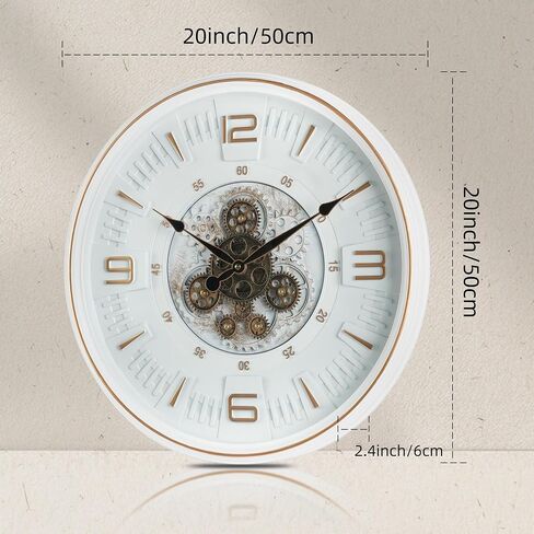 Vintage Large Wall Clock with Moving Gears, 20 Inches Industrial Retro Steampunk Decorative Wall Clock with Moving Cogs for Living Room Home Office Farmhouse Fireplace Decor in Saudi Arabia