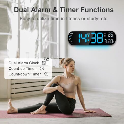 13.7" Digital Wall Clock Large Display with Remote Control, LED Digital Wall Clock with RGB Color Changing, Alarm Temperature DST, Auto Brightness Big Clock for Living Room, Classroom Gym Office Decor in Kuwait