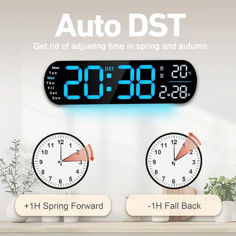 13.7" Digital Wall Clock Large Display with Remote Control, LED Digital Wall Clock with RGB Color Changing, Alarm Temperature DST, Auto Brightness Big Clock for Living Room, Classroom Gym Office Decor in Kuwait