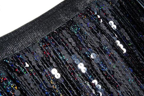Sequin Skirt Holographic Skirt Sparkly Fortune Teller Tassle Rave Outfits for Women Festival Silver in Saudi Arabia