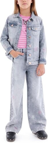 GUESS Girls' Grey Rigid Denim Jacket with Stars in Saudi Arabia