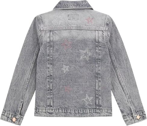 GUESS Girls' Grey Rigid Denim Jacket with Stars in Saudi Arabia