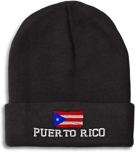 Custom Beanies for Men Puerto Rican Flag Puerto Rico Embroidery Skull Cap Winter Hats for Women One Size in Saudi Arabia